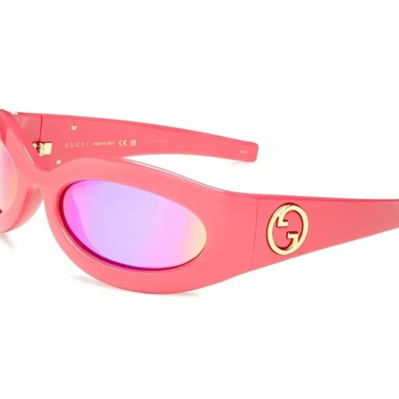 Gucci GG1247S 005 Women\'s Red/Pink Mirrored Sunglasses - New main image 4